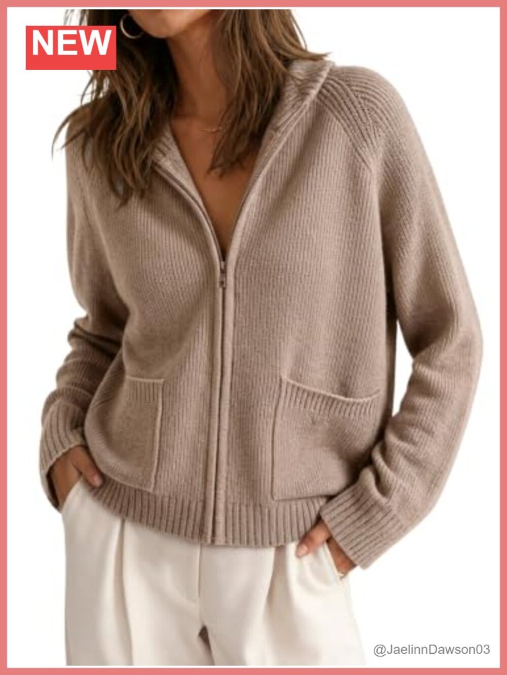 Zip Up Cardigan Long Sleeve Chunky Knit Sweater Coat